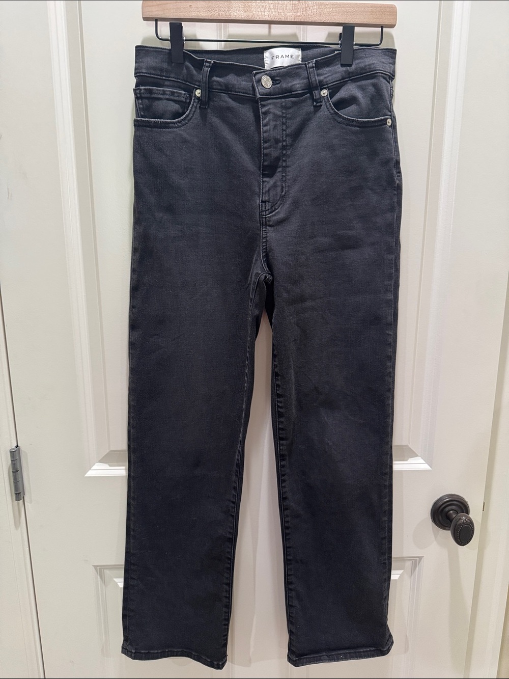Frame Denim Charcoal Straight Jeans